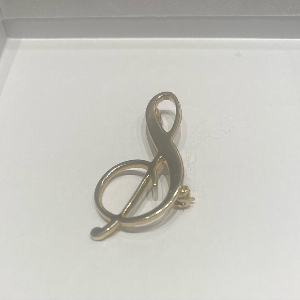 Musical G Clef Pin Gold Tone Vintage